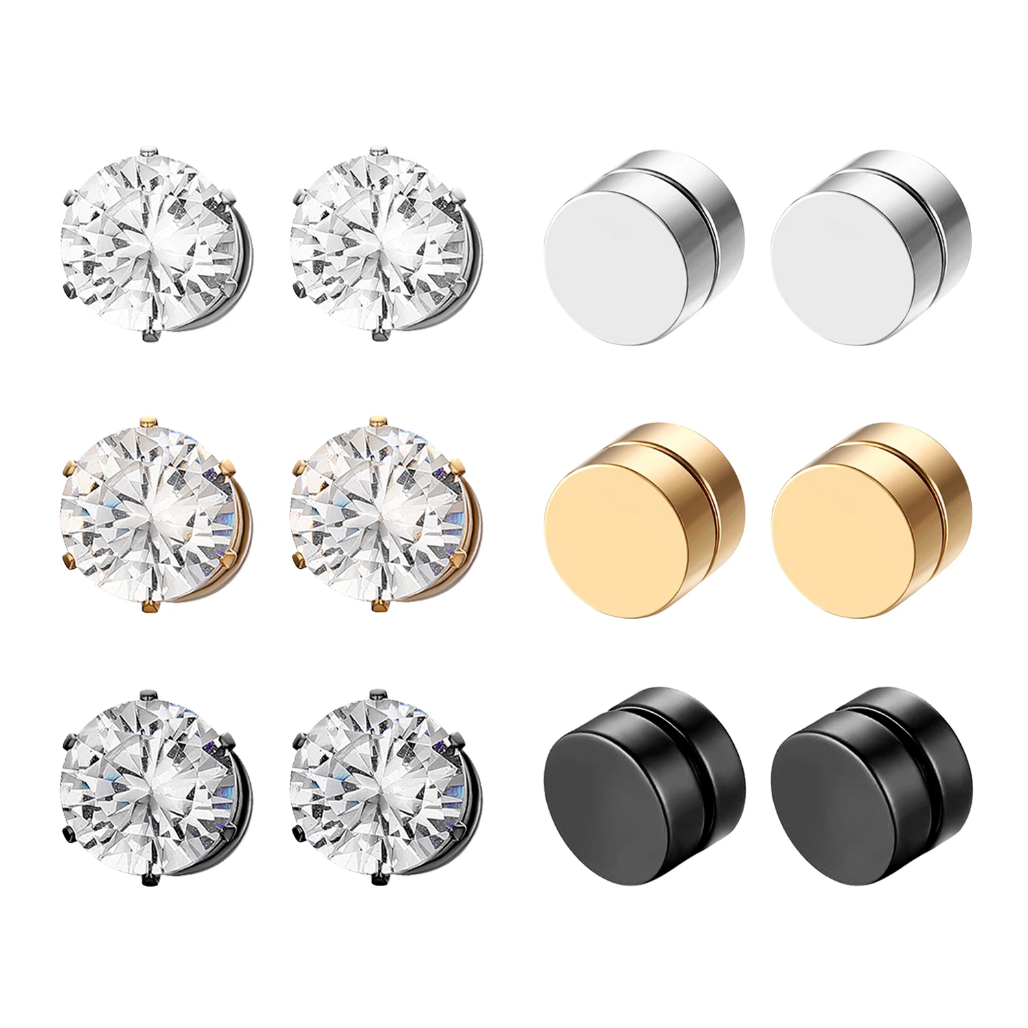 BONISKISS Stainless Steel Stud Earrings for Men Women Unisex Round Magnet Earrings Without Piercing fashion jewelry 2020