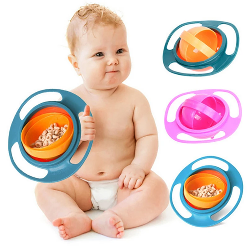 Hot Sale Design Universal Gyro Bowl Dishes Anti Spill Bowl Smooth 360 Degrees Rotation Gyroscopic Bowl For Baby Kids