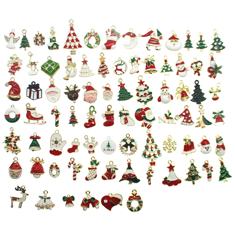 10/20/30pcs Mixed Christmas Charms Enamel Pendants Ornaments Xmas Tree Decoration for Bracelet Earrings Necklace DIY charm XL662