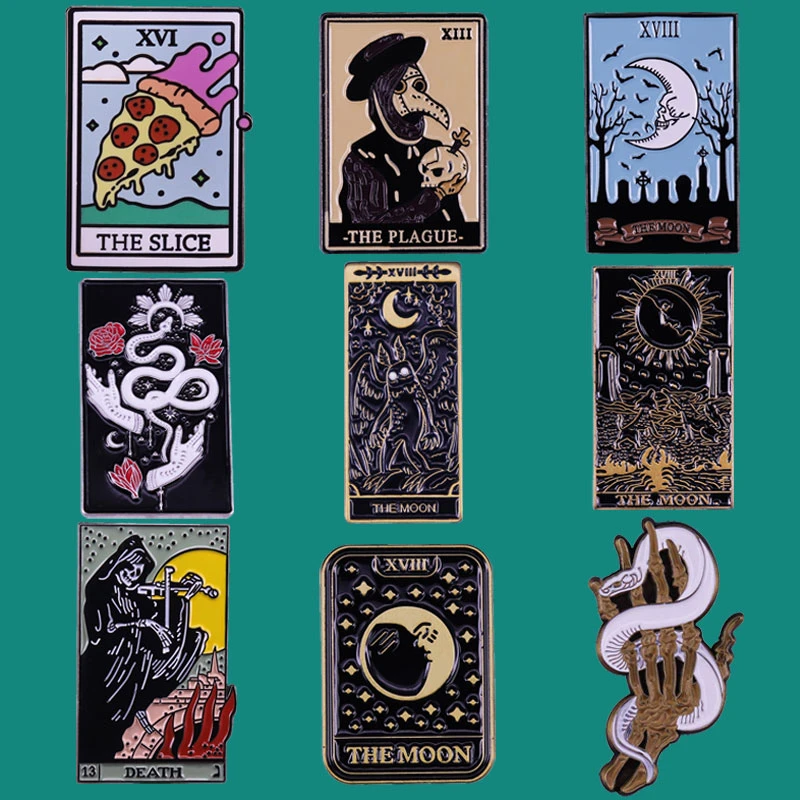 Creativity Tarot Enamel Pins Brooch Collecting Magic Skull Lapel Badges Men Women Fashion Jewelry Gifts Adorn Backpack Collar