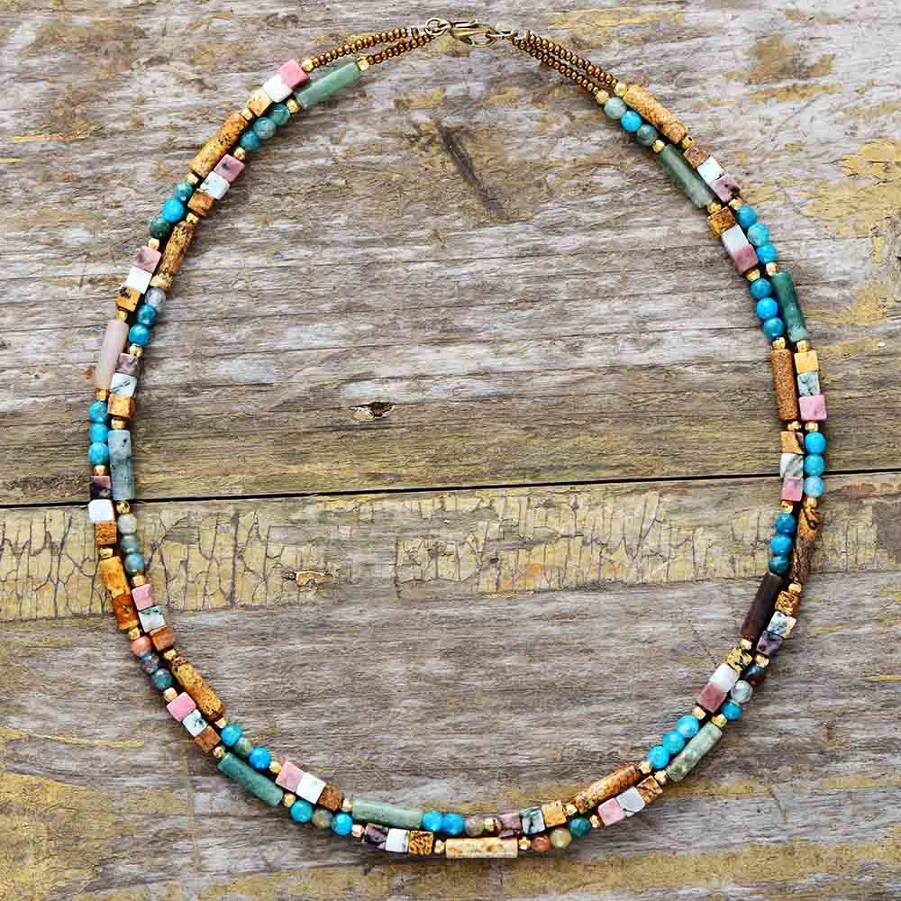 Women Choker Semi Precious Stone Seed Beads Boho Necklace Simple Layering Collar Necklace Dropshipping Bohemia Jewelry