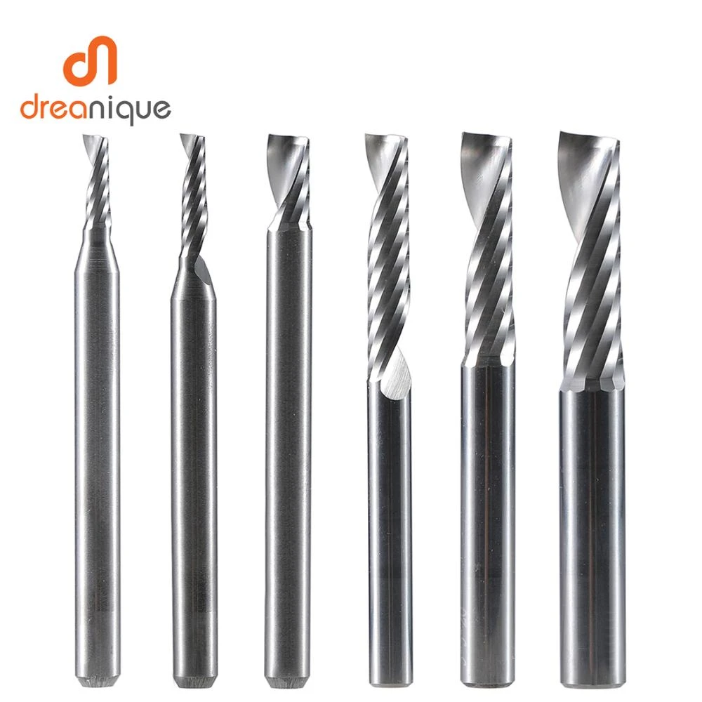 1pc AAAAA 3D CNC Router Bit Engraving Cut 3.175 /4/6 Shank Single Flute CAD CAM Spiral End Mill For Woodworking Aluminum Copper