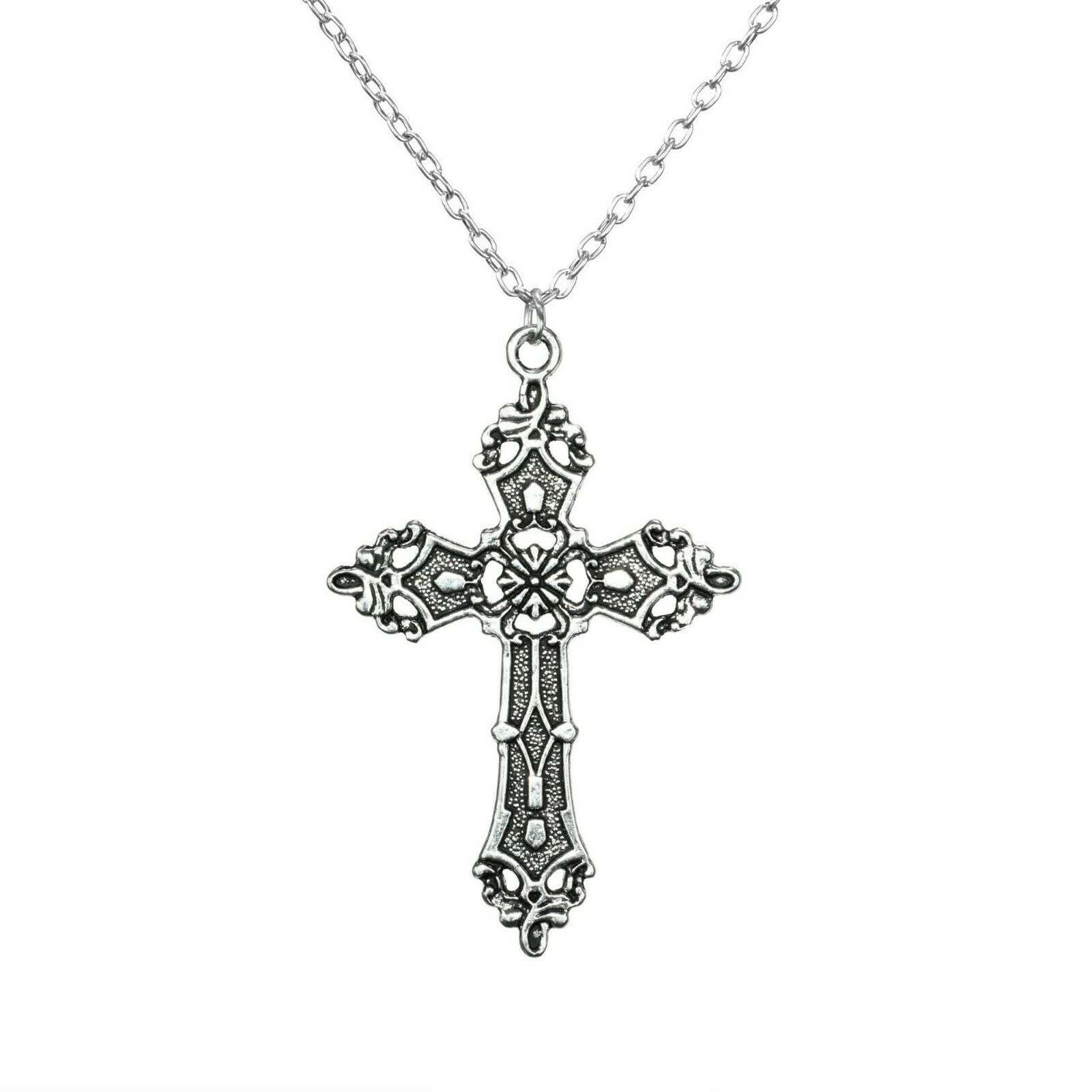 Christ Baroque Cross Pendant necklace Vintage Bohemian 1980 Gothic Necklace