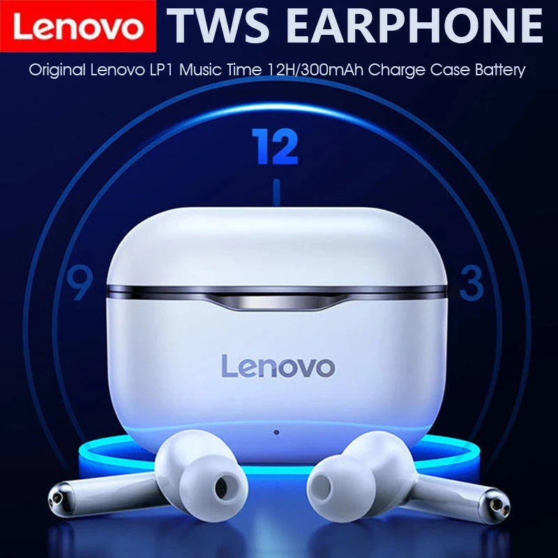 Lenovo LP1 Wireless Bluetooth Earphone Stereo Headset Noise Cancelling Sports TWS Earbuds Bluetooth 5.0 Earbud With Mic