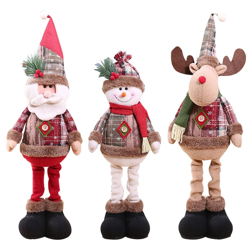 3pcs Christmas Decorations Christmas Dolls Christmas Tree Decorations Innovative Elk Santa Snowman Decoration Kids New Year Gift