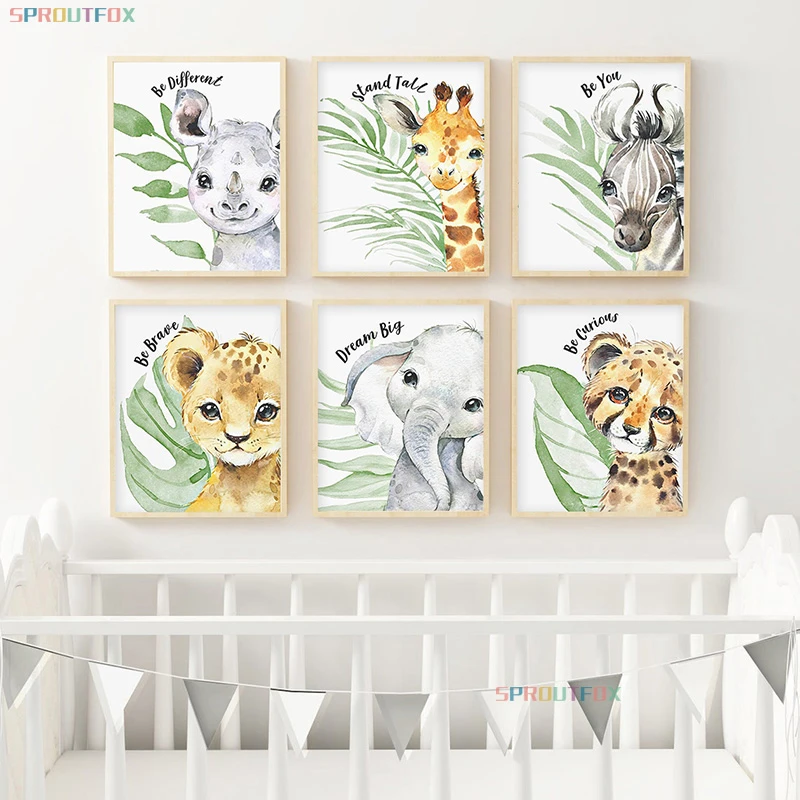 Animal Big Plaid Living Decoration Baby Room Decorative Canvas Paintings Wall Decor Kids Room Sheets For Paintings