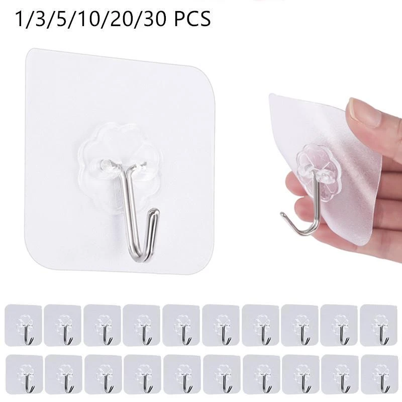 1/3/5/10/20Pcs Transparent Strong Self Adhesive Door Wall Hangers Hooks Suction Heavy Load Rack Cup Sucker for Kitchen Bathroom