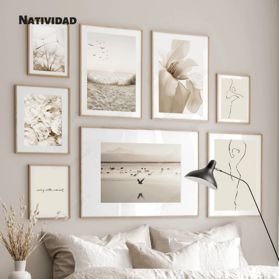 Nordic Light Color Beige White Landscape Art Canvas Modern Fashion Simple Painting Poster Print Picture Living Room Home Decor