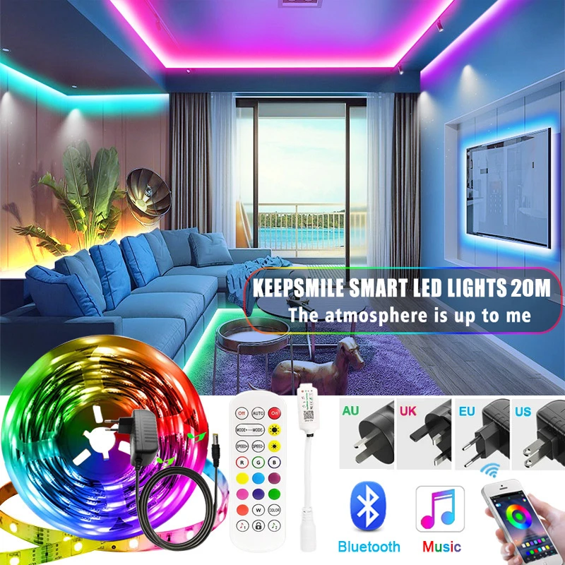 LED Light Strips Bluetooth WIFI Controller Flexible RGB 5050 Decoration BackLight Lamp Night light Luminous String For Bedroom