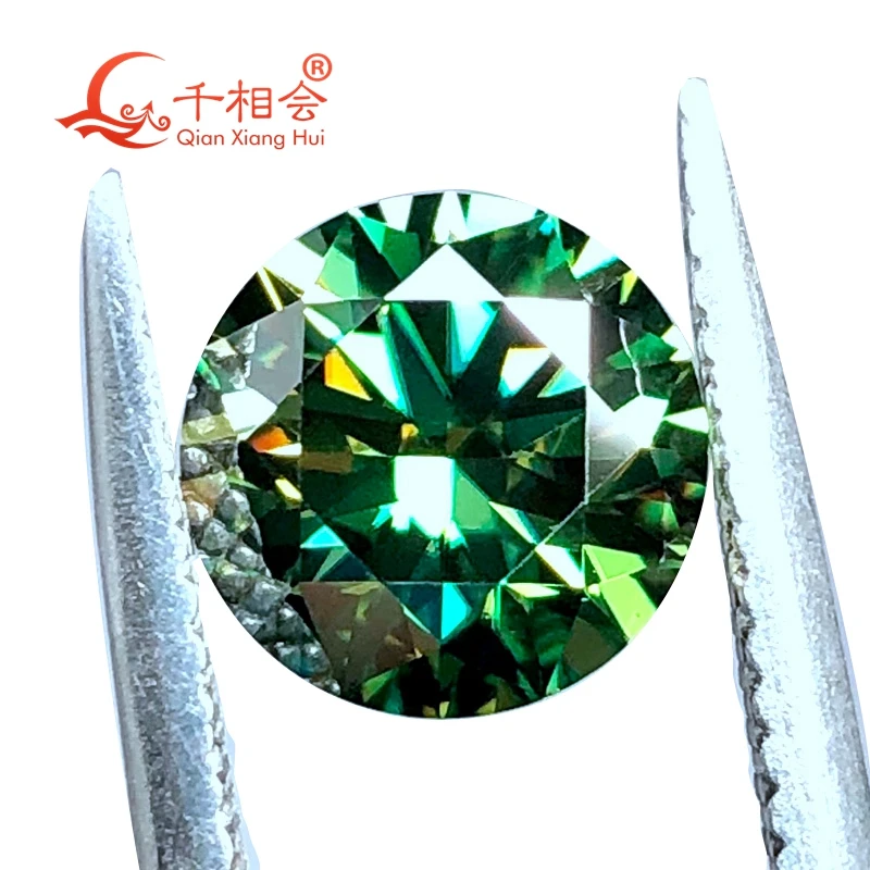5-14mm cheapest  green color with a little yellow light  Round Brilliant cut   moissanites  loose stone