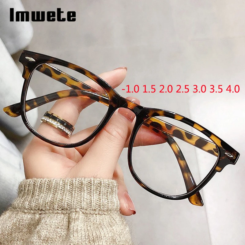 Imwete Vintage Finished Myopia Glasses Women Men Transparent Nearsighted Prescription Eyewear Computer Eyeglasses -1.5 2.5 3.5