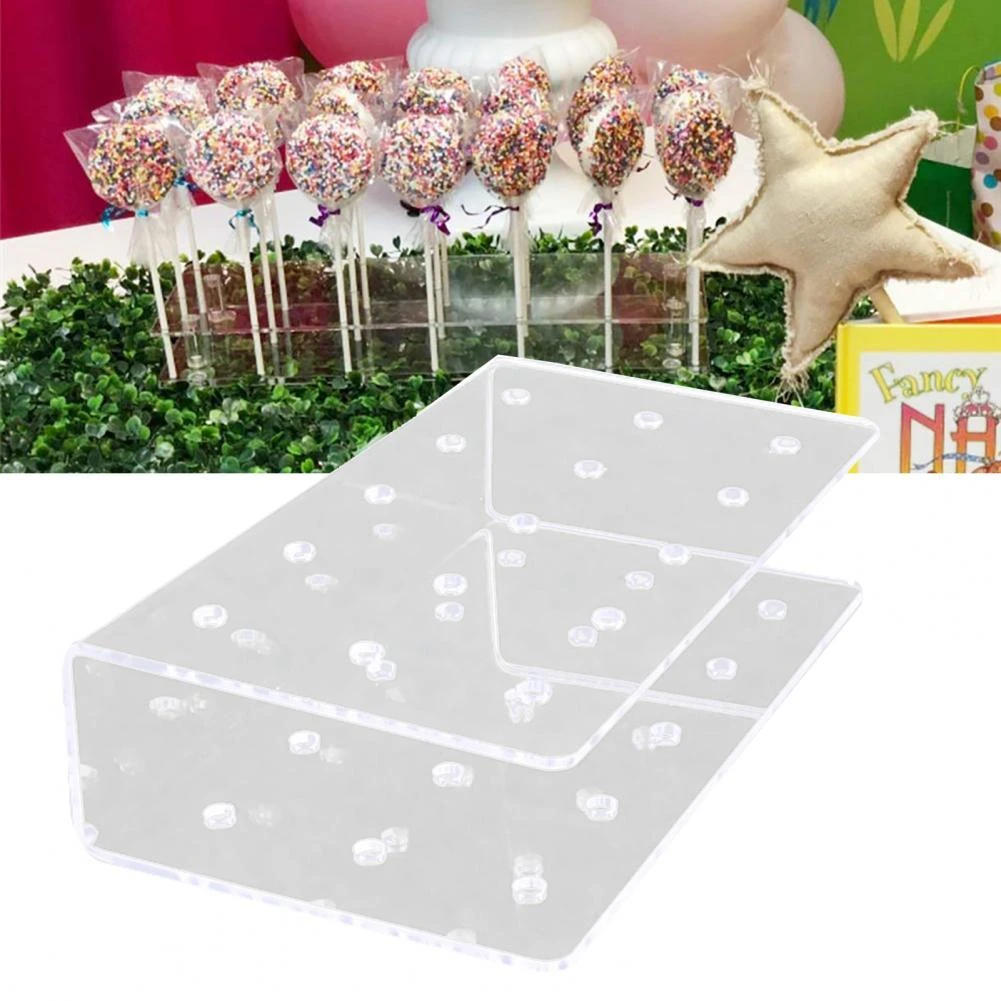 1Pc  Acrylic Lollipop Holder Rectangle Shape Double Layer Acrylic Acrylic Cake Pop Stand Display Lollipop Stand for Wedding