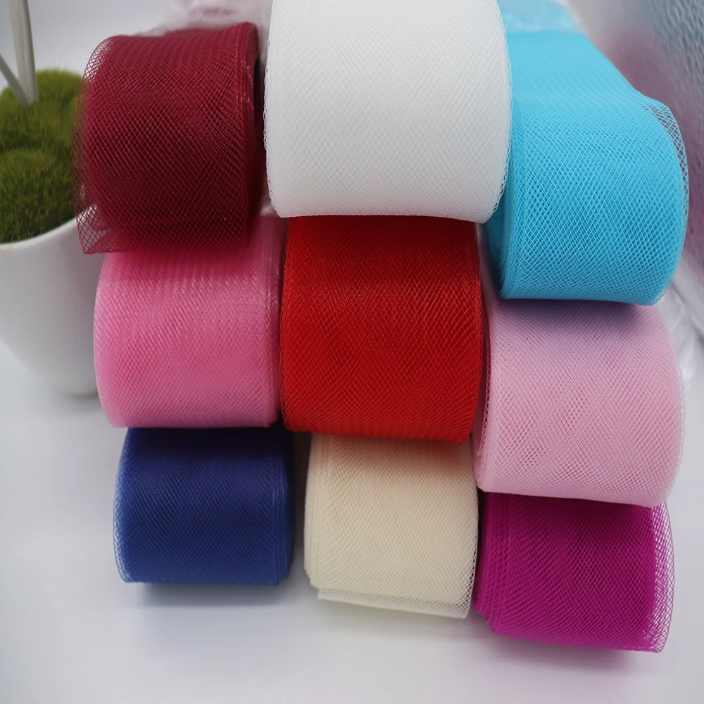 Soft Polyester Mesh Ribbon Flat Plain Crinolines Braid with Horsehair Fabric for Hats/Craft/wedding Dress sewing accessories