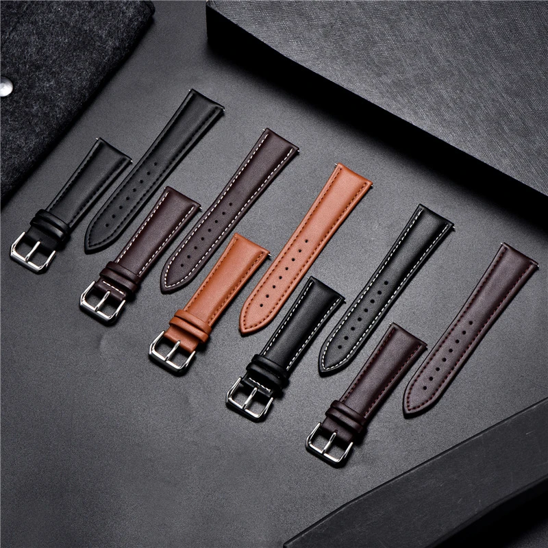 Classic Business Watch Strap 16mm 18mm 20mm 22mm 24mm Soft Genuine Leather Watchbands Calfskin Men Women Replace Watch Band