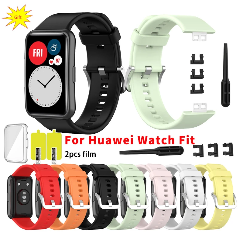 2021 Silicone Band For Huawei Watch Fit Strap Watch Case Screen Protector Bracelet correa for huawei fit smart watch Accessories