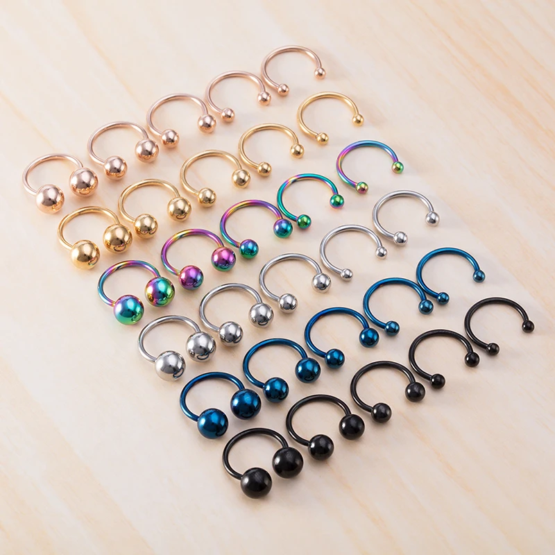 5PCS Surgical Steel BCR Septum Lip Piercing Nose Rings Hoop Horseshoe Fake Nose Ring Ear Smiley Bar Circular Barbell Earring 16G