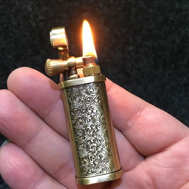 Vintage Flint Kerosene Lighters Flame Retro Metal Grinding Wheel Petrol Old Trenches Cigarette Lighter Smoker Gadgets