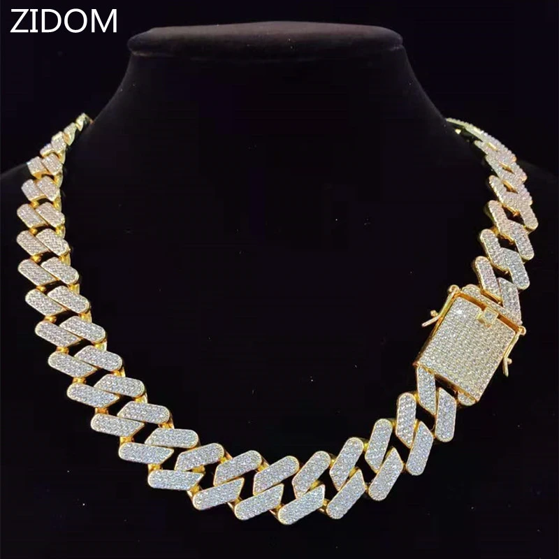 Men Hip Hop Chain Necklace 20mm heavy Rhombus Cuban Chains Iced Out Bling Necklace fashion jewelry For Gift