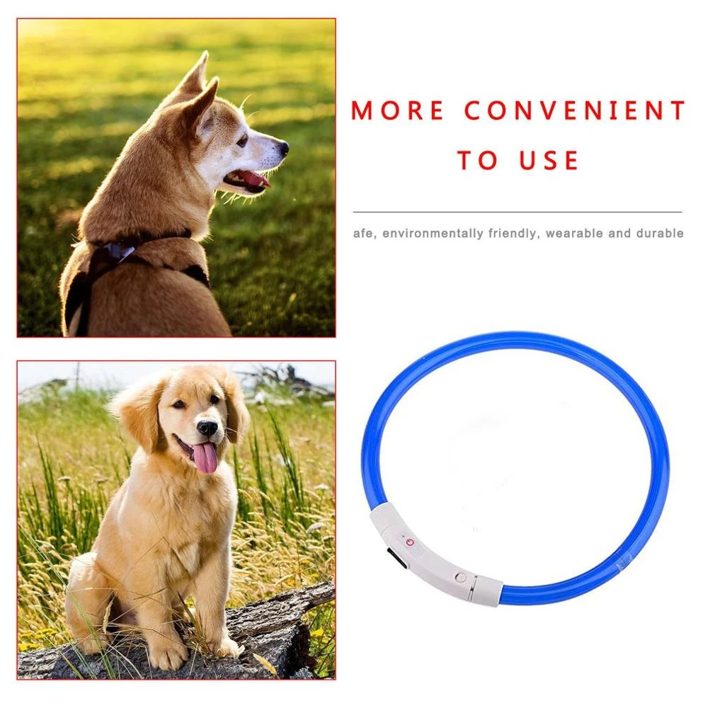 Dog Collar USB Rechargeable Light-emitting Pet Collar TPU Can Cut Dog Safety Light Suitable For Small And Medium Dogs