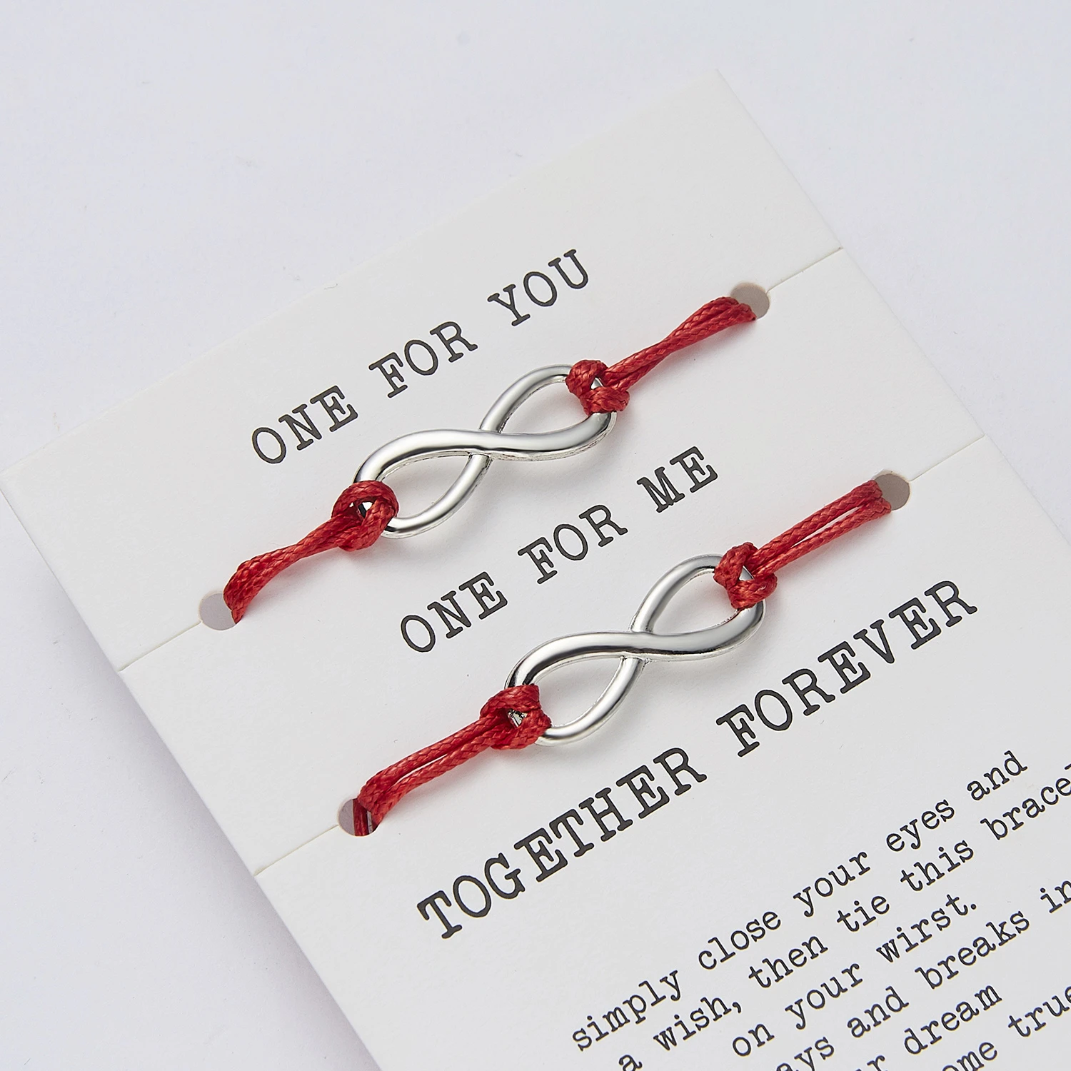 2pcs/set ONE FOR YOU ONE FOR ME Together Forever Love Infinity 8 Charm Bracelet Red String Couple Bracelets Lovers Wish Jewelry