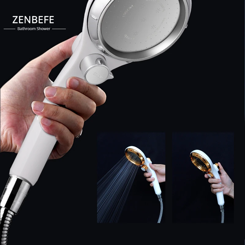 ZENBEFE Removable and washable pressurized water-saving shower shower head shower head Yijian water stop adjustable flow size
