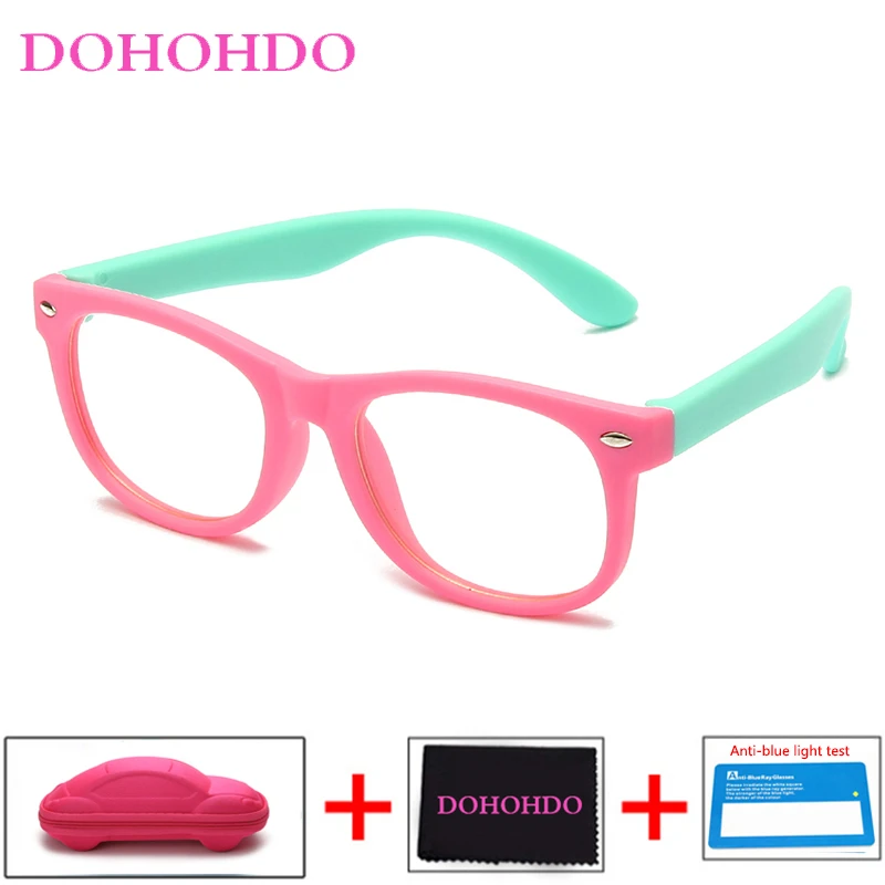 DOHOHDO Hot sale Anti Blue Light Glasses Optical Frame Kids Children Spectacle Glasses Square TR90 Clear Lens UV400 Eyeglasses