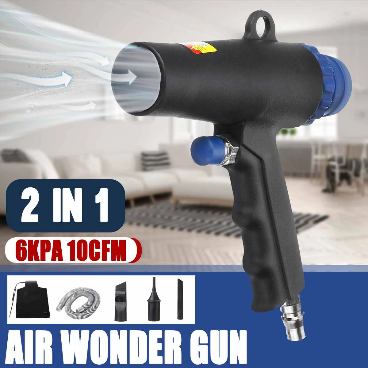 2 In 1 Air Duster Compressor Dual Function Air Vacuum Blow Suction Guns Kit Pneumatic Vacuum Cleaner Tool