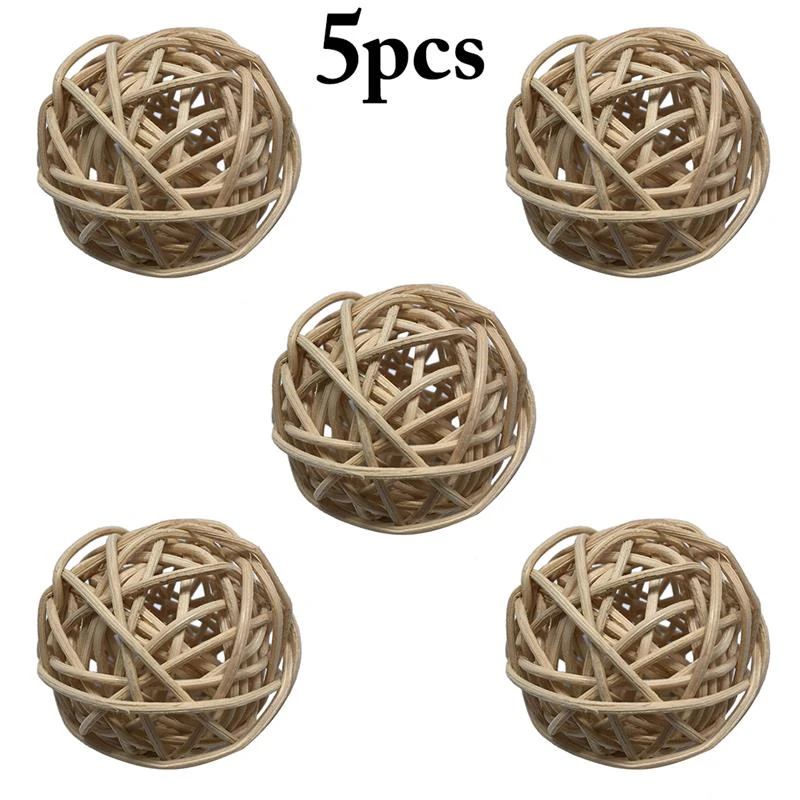 5Pcs/Set Solid Color Rattan Balls Decor DIY Home Decor Accessories Creative Sepak Takraw Rattan Decor For Wedding Party