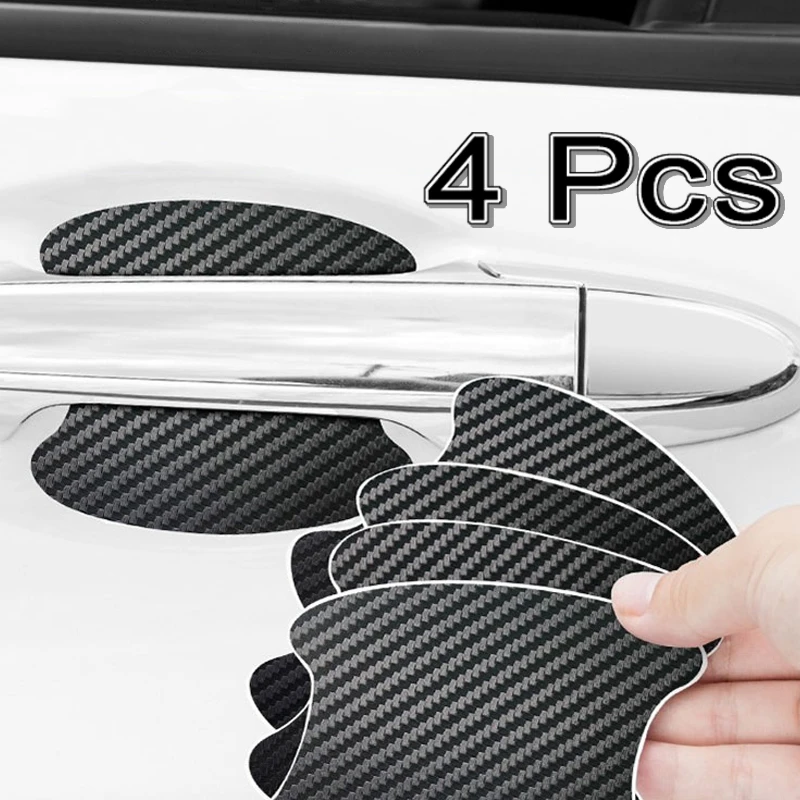 6Color 4Pcs Car Door Sticker Carbon Fiber Scratches Resistant Cover Auto Handle Protection Film Exterior Styling Accessories