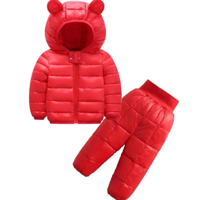 2019 New Children's Clothes Sets Winter Girls and Boys Hooded Down Jackets Coat-Pant Overalls Suit for Warm Kids Clothin