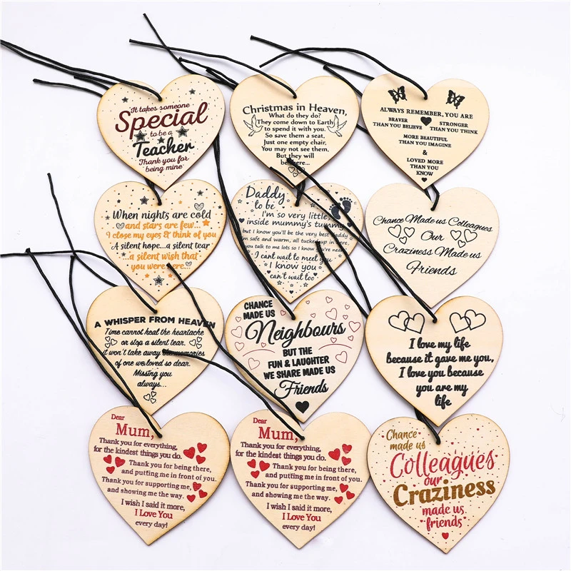 1pcs Creative DIY Wood Crafts Wooden Heart Shapes Hanging Tags Embellishments Wedding Event Party Home Decoration Supplies 62527