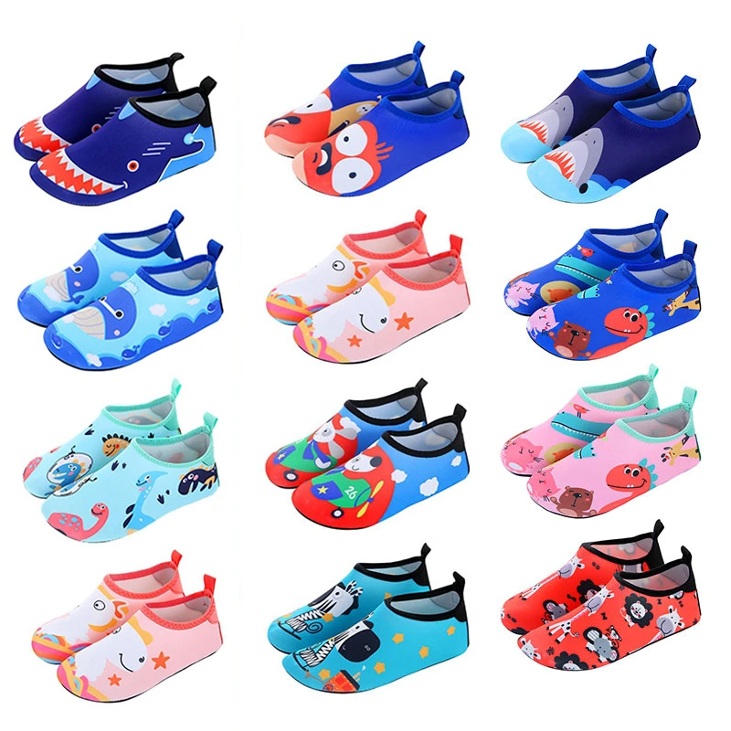 Children Quick Drying Swim Water Shoes Casual Footwear Barefoot LightWeight Aqua Socks For Beach Pool Cartoon Kids Slippers