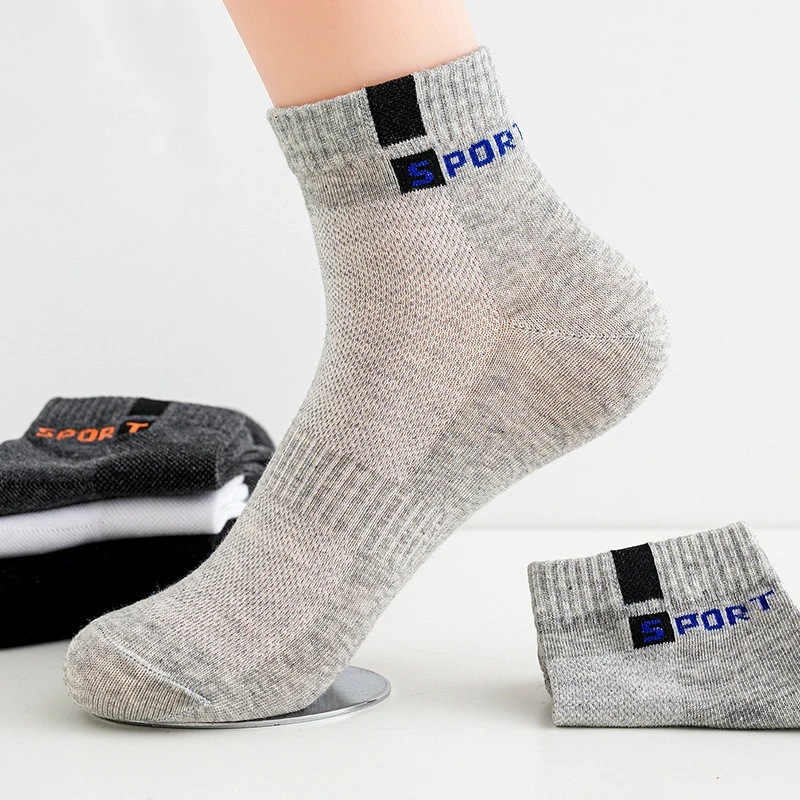 10 Pcs/5 Pairs  Men Cotton Socks Business Socks Breathable Spring Casual Socks Thin Socks Set Summer Sport Ankle Socks Pack