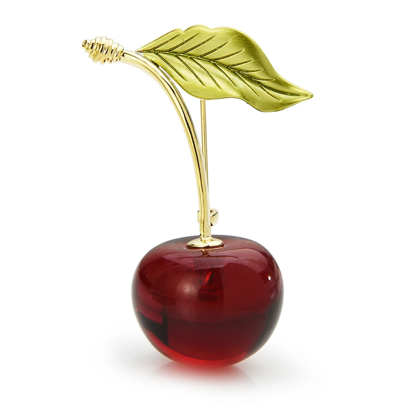 Wuli&baby 2020 New Cherry Brooches For Women 3-color Red Enamel Cherry Fruits Weddings Casual Party Brooch Pins Gifts