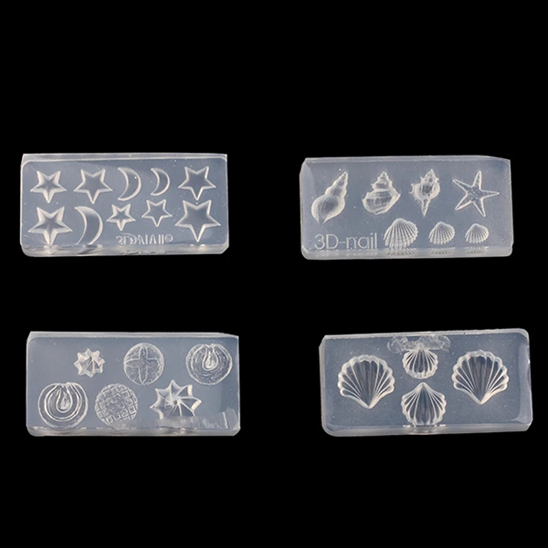 1pcs UV Resin Jewelry Liquid Silicone Mold 3D Moon Stars Shell Sea Snail Resin Charms Mold For DIY Jewelry Nail Art Mold