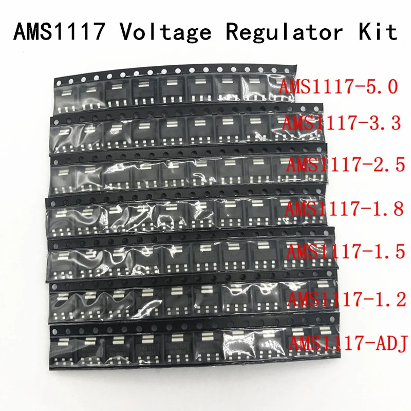 70PCS/lot AMS1117 Voltage Regulator Kit 1.2V/1.5V/1.8V/2.5V/3.3V/5.0V/ADJ 1117 7 values Each 10PCS
