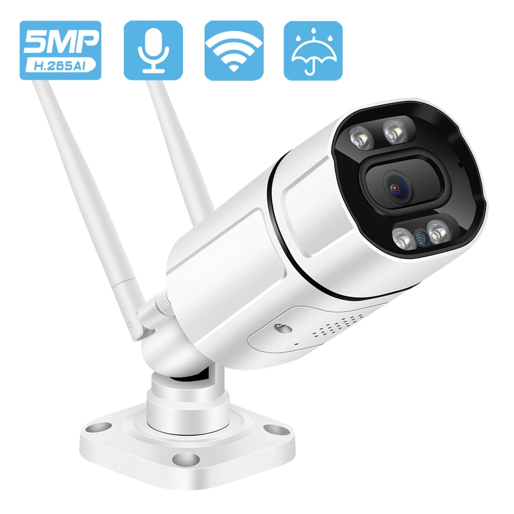 5MP IP Camera Wifi Outdoor Ai Human Detect Audio Home Wireless Camera 1080P HD Color Infrared Night Vision Security CCTV Camera