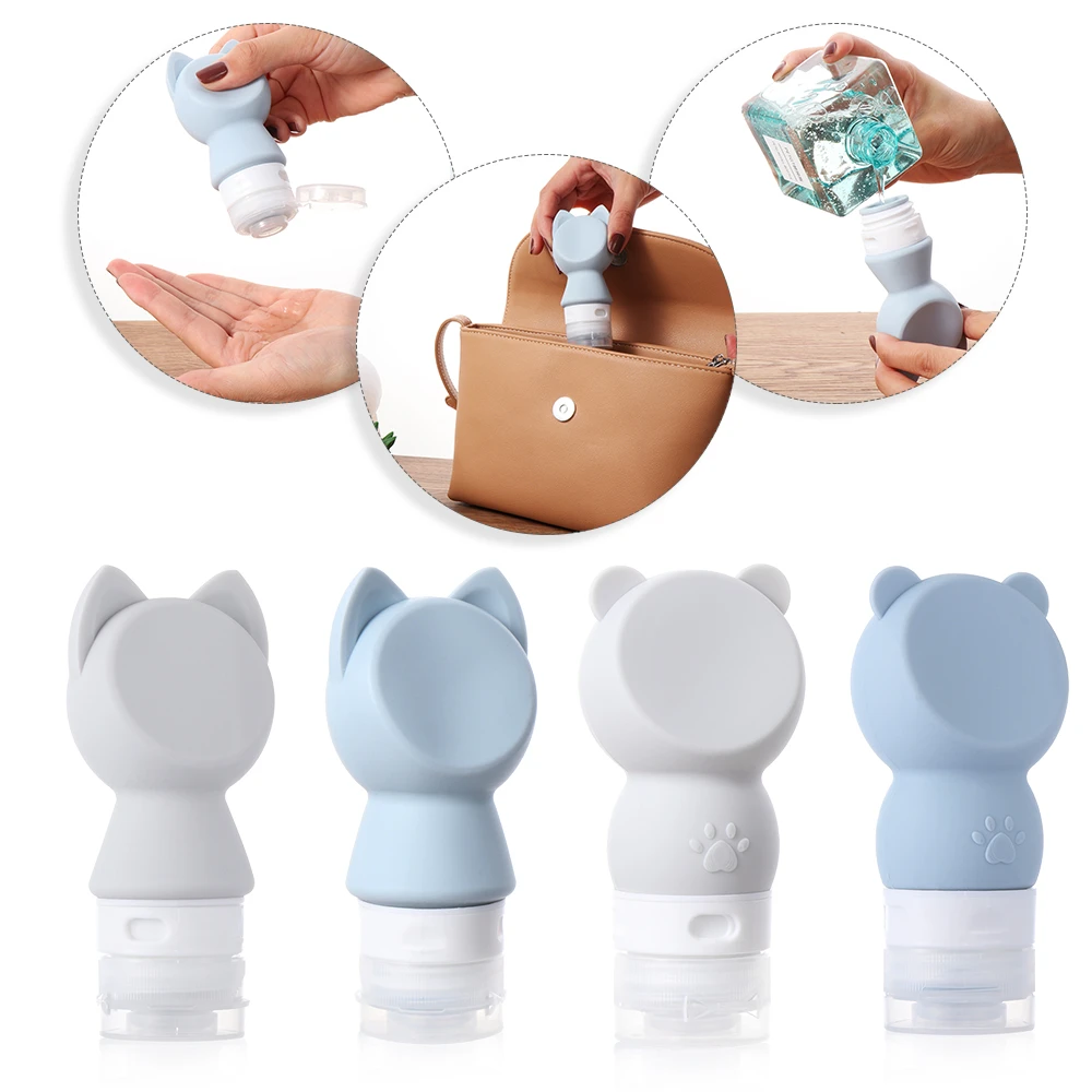 Bottle Cartoon Cute Portable Silicone Refillable Empty Travel Packing Press for Lotion Shampoo Cosmetic Squeeze Containers