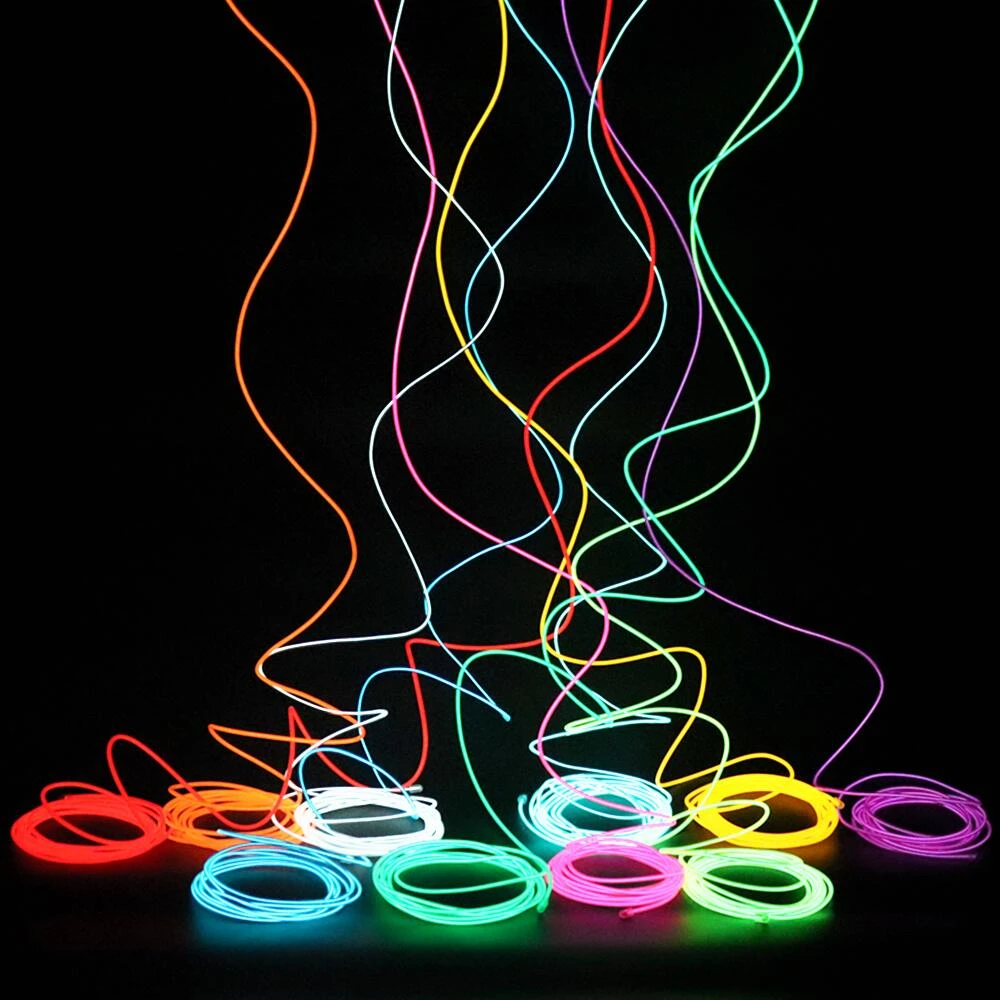 1M/2M/3M/5M/10M Flexible Neon EL Wire DIY Clothing Dance Interior Atmosphere Party Decor Light Rope Tube Waterproof LED Strip