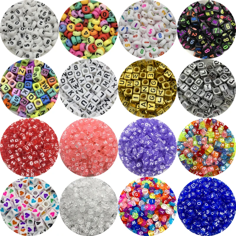 100pcs Mixed Acrylic Letter Beads Alphabet Digital Loose Spacer Beads For Jewelry Making DIY Handmade Bracelet Necklace