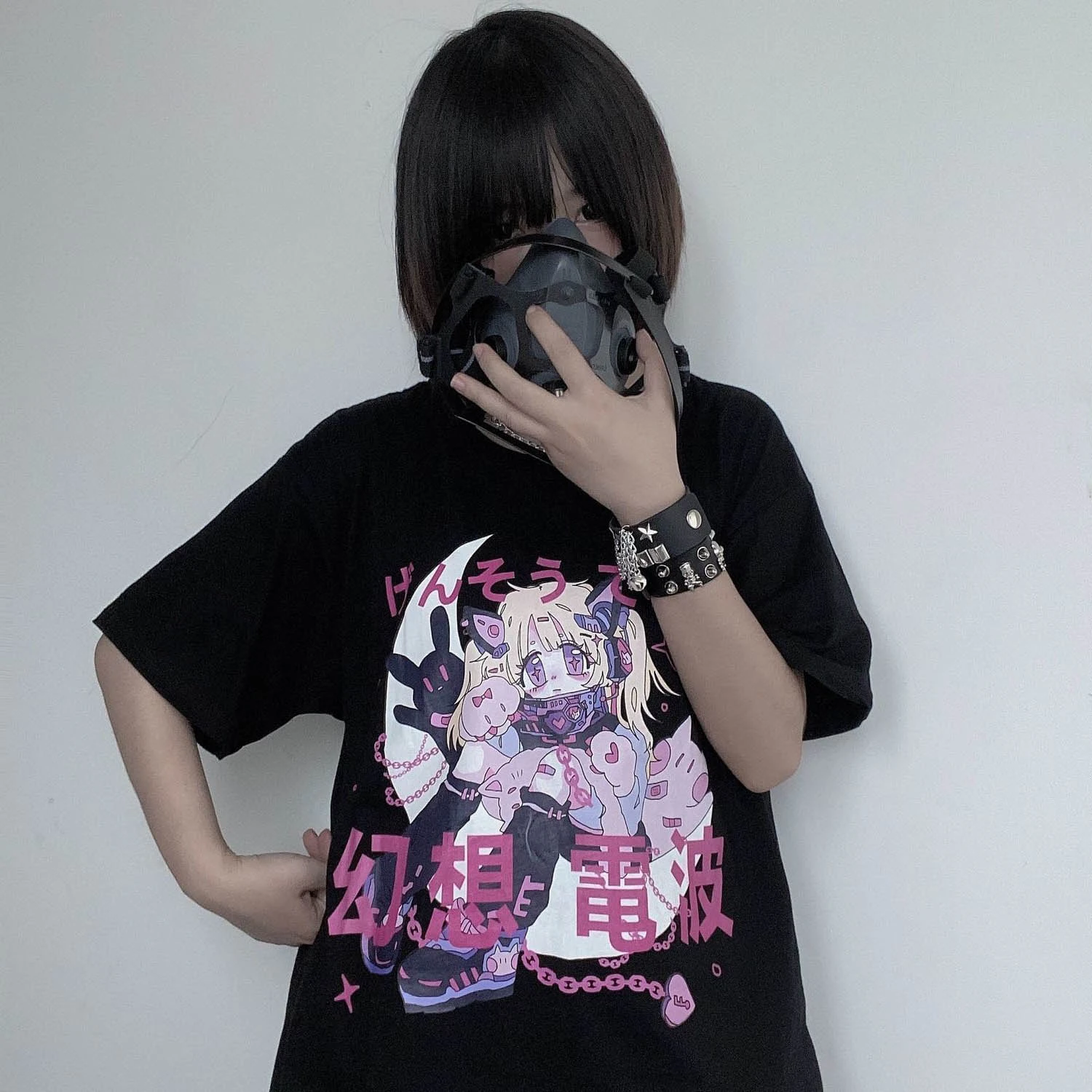 T-shirts Women Anime Print grunge Loose Steampunk Tee Gothic Female Harajuku Summer Clothing E-Girl Kawaii y2k aesthetic top
