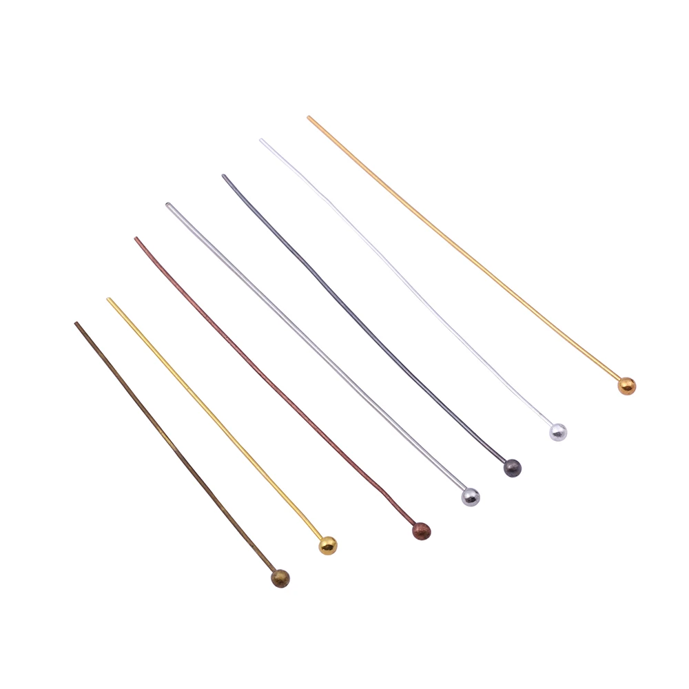 50-200pcs/lot 16 20 25 30 40 50 mm Gold Metal Ball Head Pins For Diy Jewelry Making Head pins Findings Dia 0.5mm Supplies