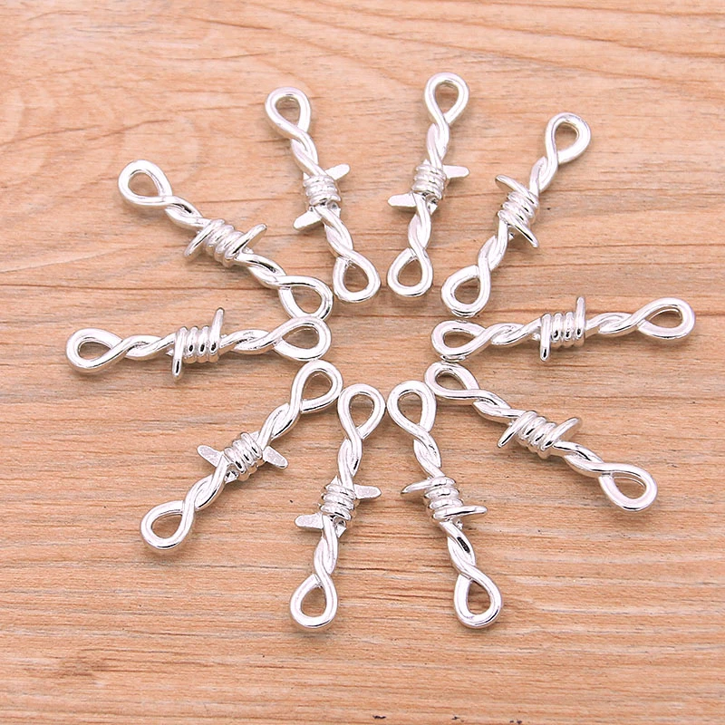 15Pcs 10*34mm 2020 New Double Sided Hemp Rope Connector Daily Necessities Charm Alloy For DIY Jewelry Bracelet Necklace Marking