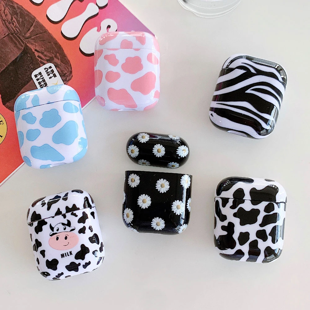 Cow Zebra Pattern Earphone Case For AirPods 2 1 Hard Bluetooth Headphone Box Protective Cover for AirPod 1 2 Cases New Year Gift