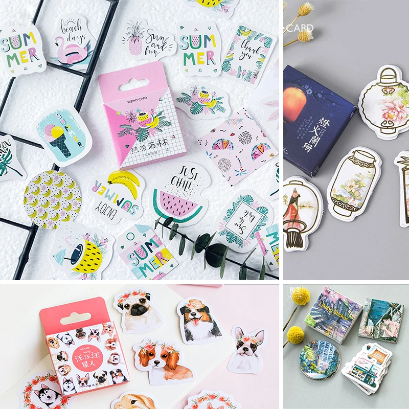 45 pcs/Box Various Stickers Diary Kawaii Cute Planner Journal Scrapbooking Paper Stickers Stationery School Supplies