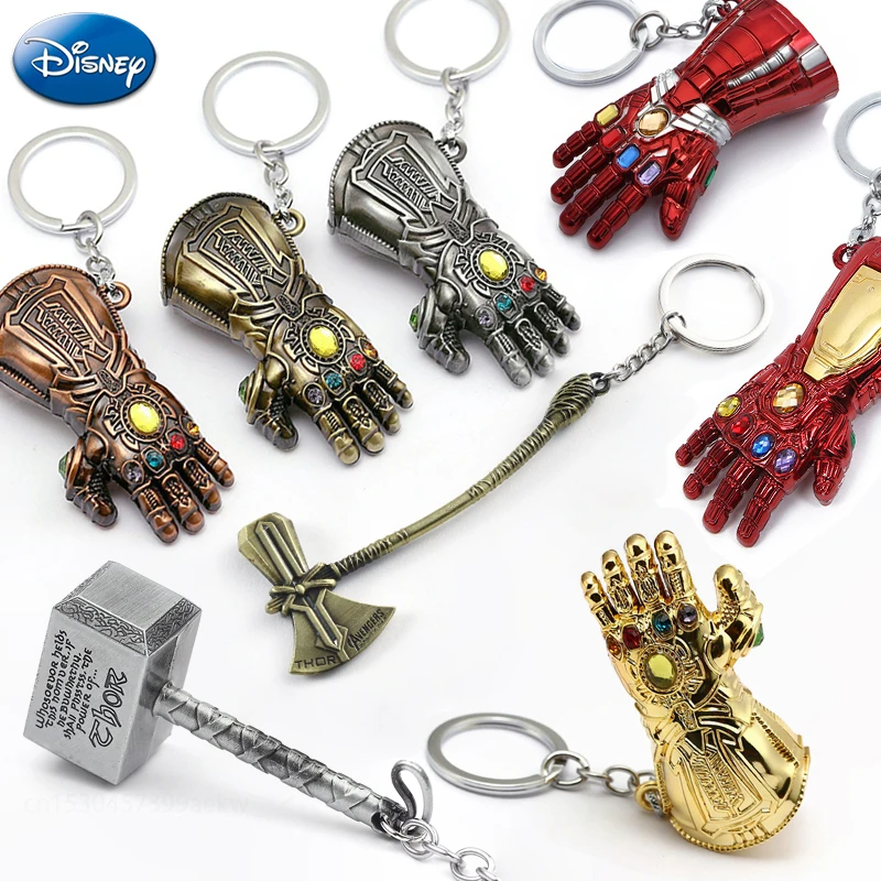 Marvel Iron Man Keychain The Avengers 4 Endgame Infinity Gauntlet Charm Keyring Key Holder Pendant Accessories Toys Kids Gifts