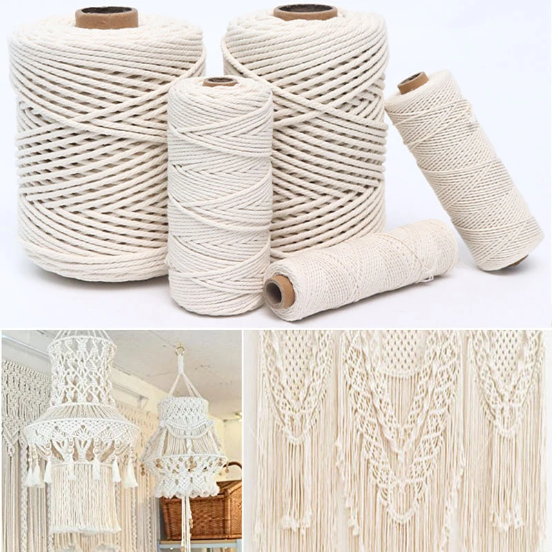 2-100M Natural Cotton Twisted Rope 1/2/3/4/5/6/8/10mm Macrame Cotton Cord Twine String DIY Craft Knitting Christmas Wedding Deco
