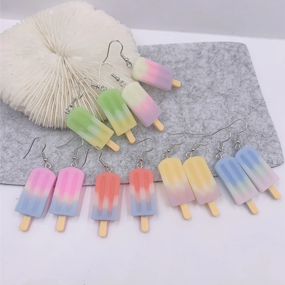 2021 New Acrylic Colorful Popsicle earrings Drop Earrings for Girls Women Children Birthday Gift Lovely Jewelry