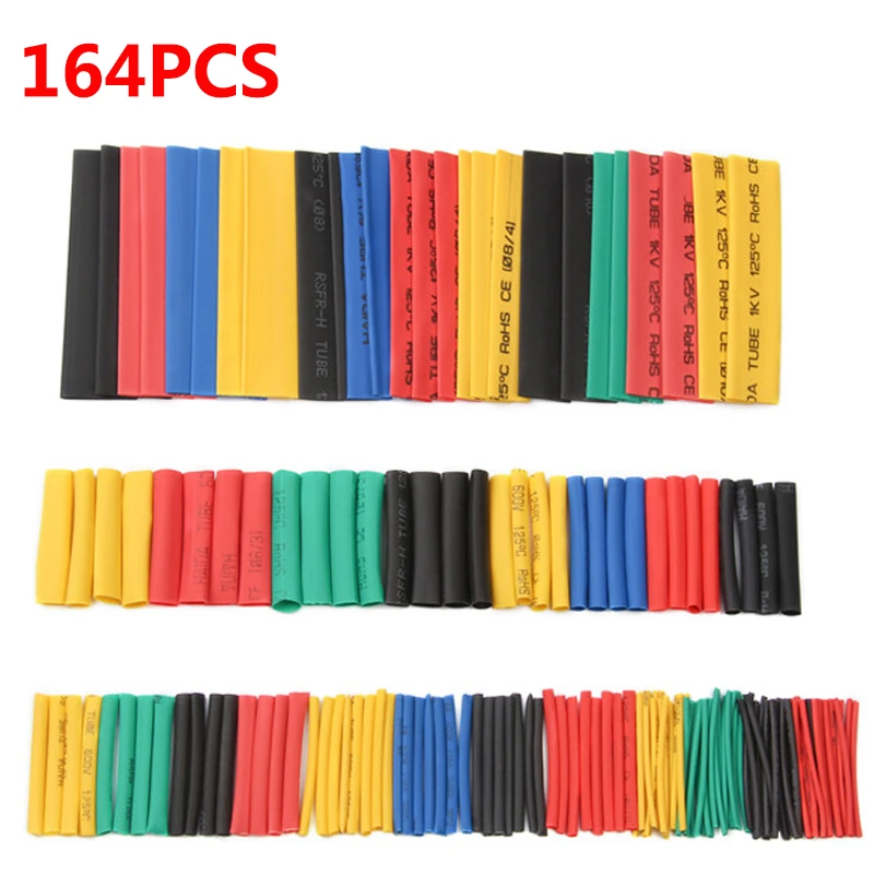 164pcs Set Polyolefin Shrinking Assorted Heat Shrink Tube Wire Cable Insulated Sleeving Tubing hand tools Set