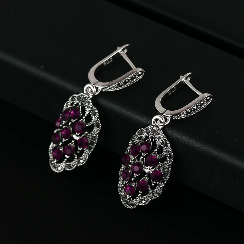 2022 New Year Gift Vintage Earrings Retro Earring For Women 925 Silver Plated With Shinning Crystal Top Quality #E1821